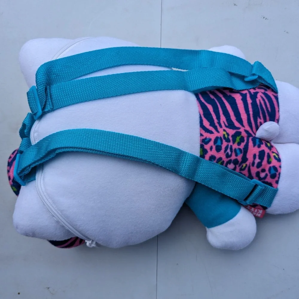 RARE SANRIO HELLO KITTY PLUSH ZIPPER BACKPACK PINK LEOPARD CHEETAH PRINT 14 inch
